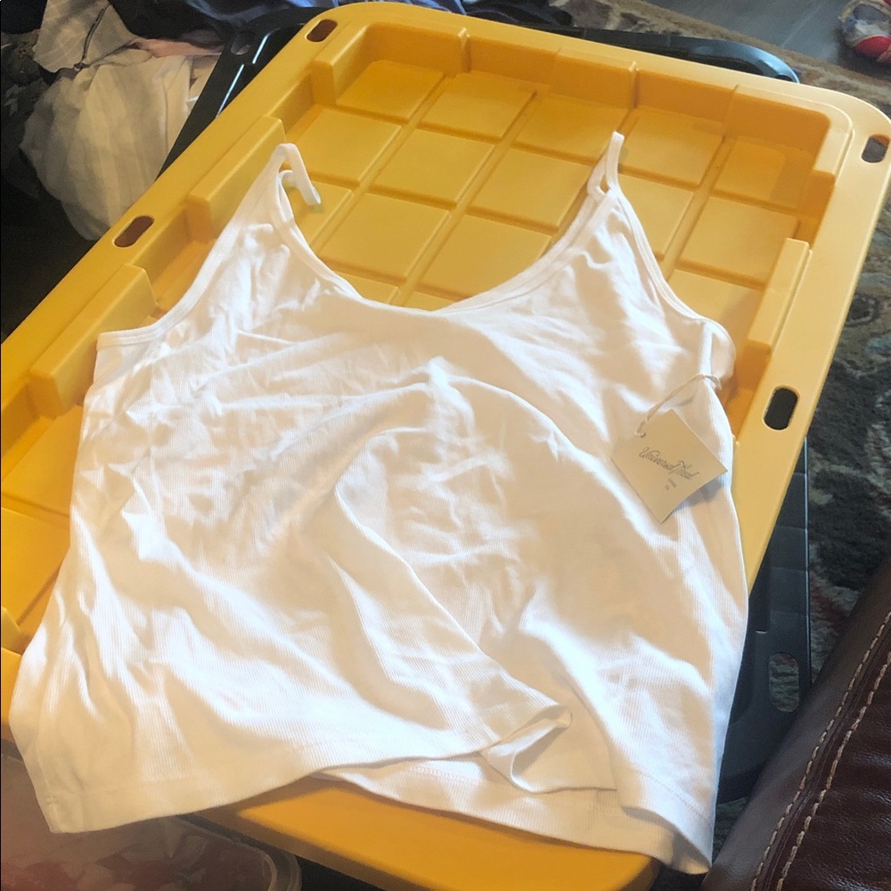 Universal Thread White Ribbed Tank with Spaghetti Straps